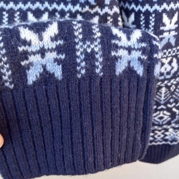 Tommy Hilfiger Blue & White Lambswool Blend Fair Isle Sweater Size XL Apres Ski - Picture 8 of 14